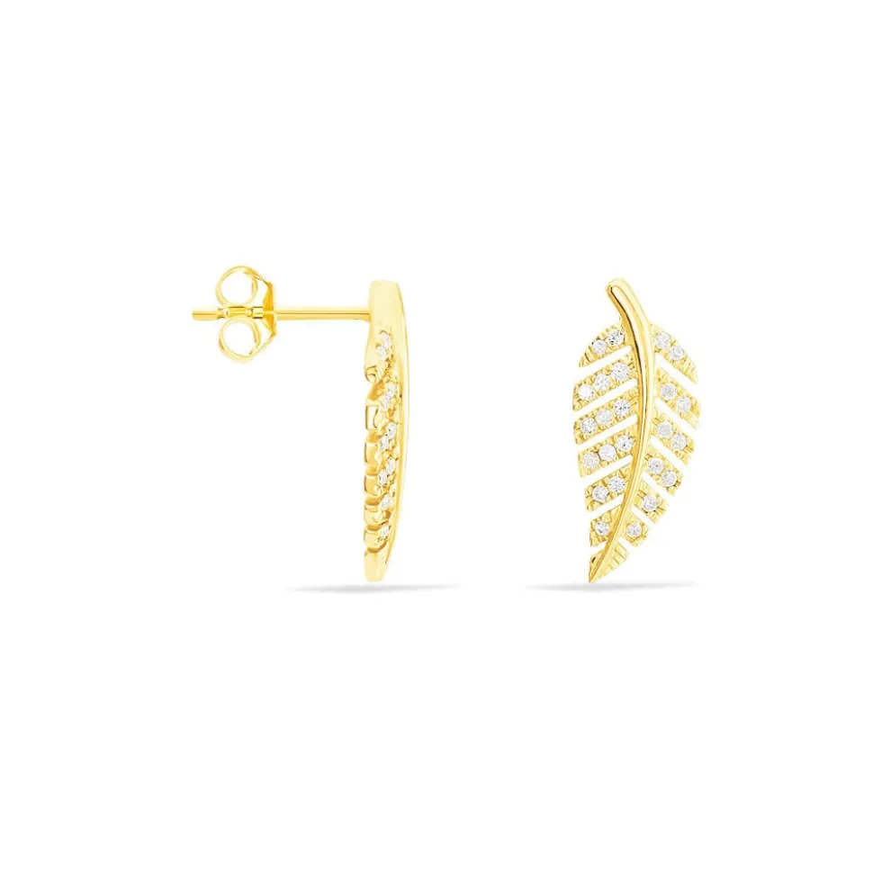 Boucles D'oreilles Puces Tourkia Or Jaune Oxyde De Zirconium
