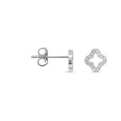Boucles D'oreilles Puces Tully Argent Blanc Oxyde De Zirconium