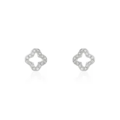 Boucles D'oreilles Puces Tully Argent Blanc Oxyde De Zirconium