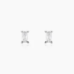 Boucles D'oreilles Puces Udia Argent Blanc Oxyde De Zirconium