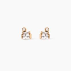 Boucles D'Oreilles Puces Valentyne Plaque Or Jaune Oxyde De Zirconium