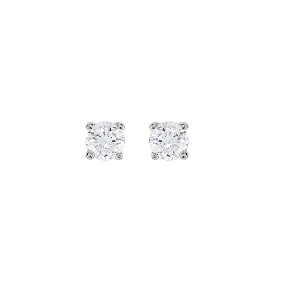 Boucles D'oreilles Puces Victoria Or Blanc Diamant