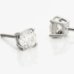 Boucles D'oreilles Puces Victoria Or Blanc Diamant