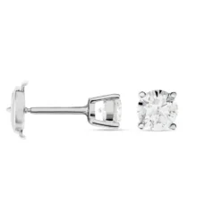 Boucles D'oreilles Puces Victoria Or Blanc Diamant