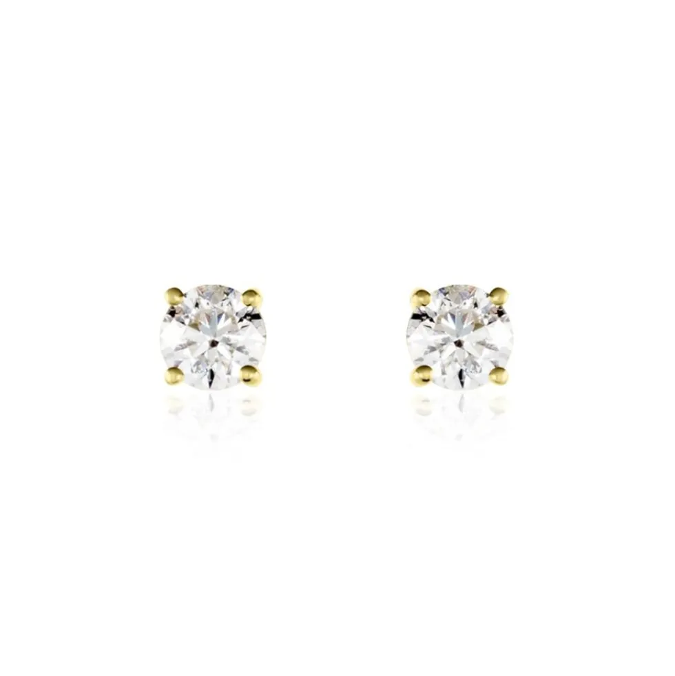 Boucles D'oreilles Puces Victoria Or Jaune Diamant