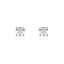 Boucles D'oreilles Puces Victoria Or Blanc Diamant