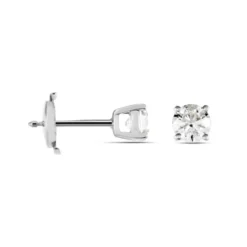 Boucles D'oreilles Puces Victoria Or Blanc Diamant
