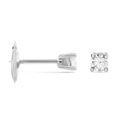 Boucles D'oreilles Puces Victoria Or Blanc Diamant