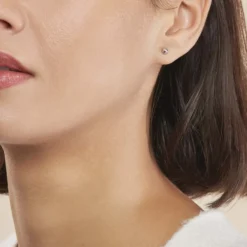 Boucles D'oreilles Puces Virgie Argent Blanc