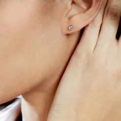 Boucles D'oreilles Puces Virgie Argent Blanc