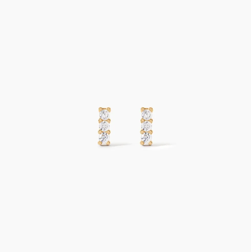 Boucles D'oreilles Puces Youssa Barrettes Or Jaune Oxyde De Zirconium