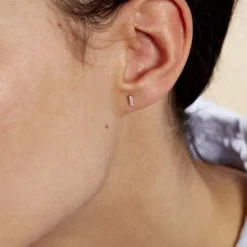 Boucles D'oreilles Puces Youssa Barrettes Or Jaune Oxyde De Zirconium