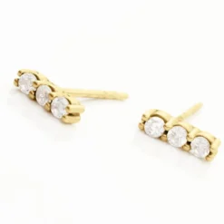 Boucles D'oreilles Puces Youssa Barrettes Or Jaune Oxyde De Zirconium