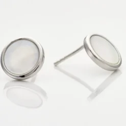 Boucles D'oreilles Puces Zealie Argent Blanc Nacre
