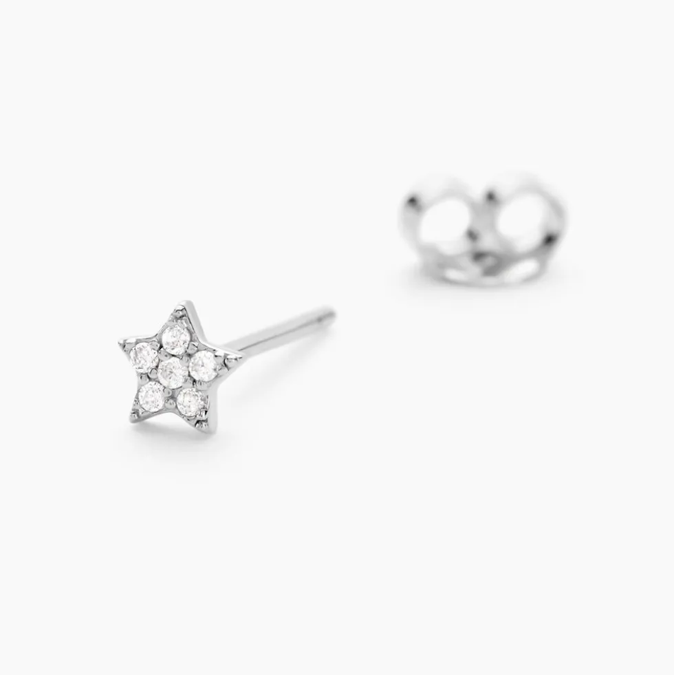 Boucles D'oreilles Puces Ziya Argent Blanc Oxyde De Zirconium
