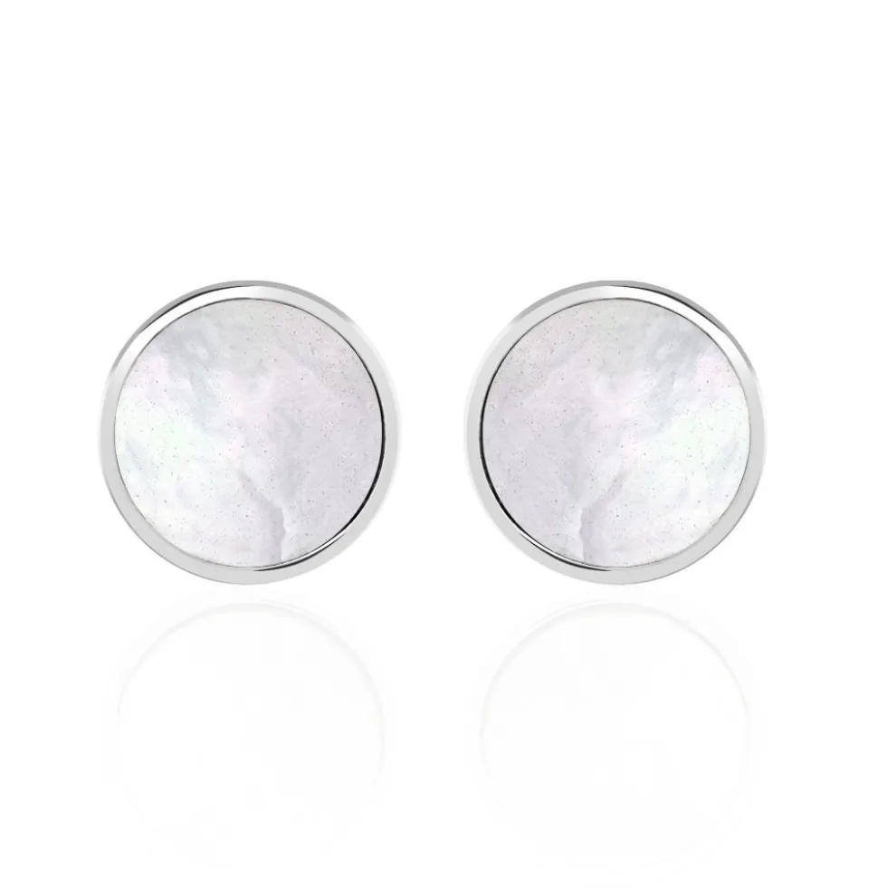 Boucles D'oreilles Puces Zoelle Argent Blanc Nacre