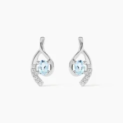 Boucles D'oreilles Sagesse Or Blanc Topaze Oxyde