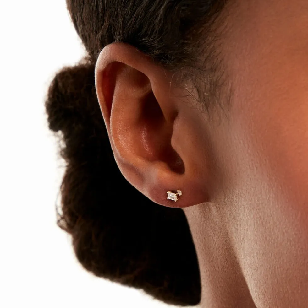 Boucles D'Oreillesucles D'Oreilles Dépareillées Loanne Or Jaune Oxyde De Zirconium