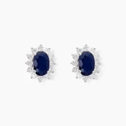 Boucles D'oreilles Vladimir Or Blanc Saphir Diamants