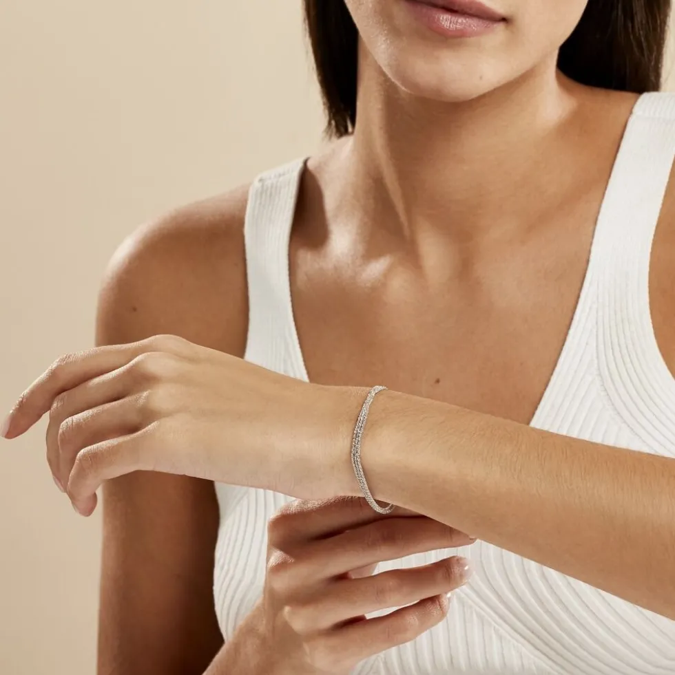 Bracelet Abie Torsade Argent Blanc