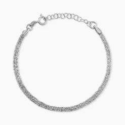 Bracelet Abie Torsade Argent Blanc