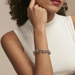 Bracelet Aelia Maille Alternee Acier Blanc