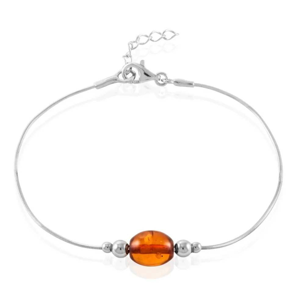 Bracelet Argent Blanc Safaa Ambre