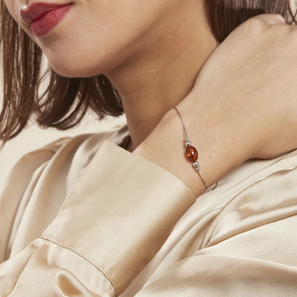 Bracelet Argent Blanc Safaa Ambre