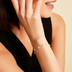 Bracelet Argent Collie Argent Blanc Oxyde