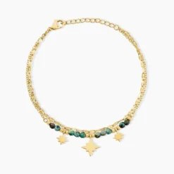 Bracelet Athena Acier Doré Jaspe Africain
