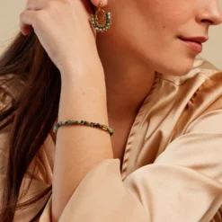 Bracelet Athena Acier Doré Jaspe Africain