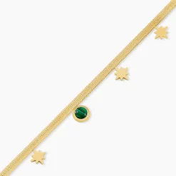 Bracelet Athena Acier Doré Malachite