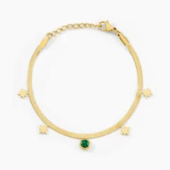 Bracelet Athena Acier Doré Malachite