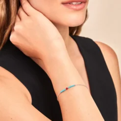 Bracelet Behati Argent Blanc Corail Turquoise