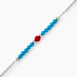 Bracelet Behati Argent Blanc Corail Turquoise
