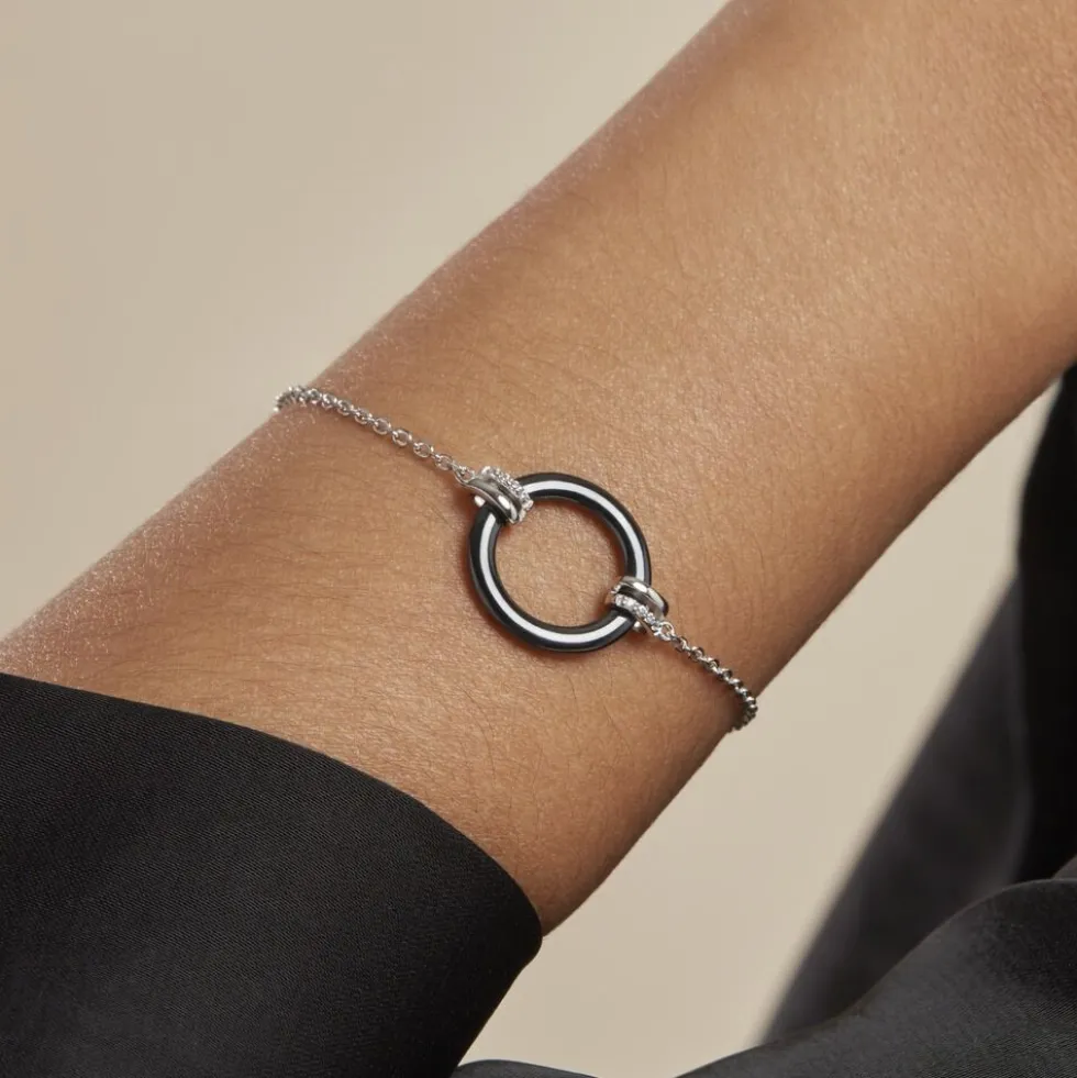 Bracelet Bertillianne Argent Blanc Céramique Et Oxyde De Zirconium