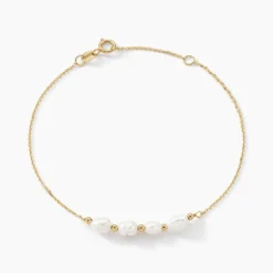 Bracelet Bron Or Jaune Perle De Culture