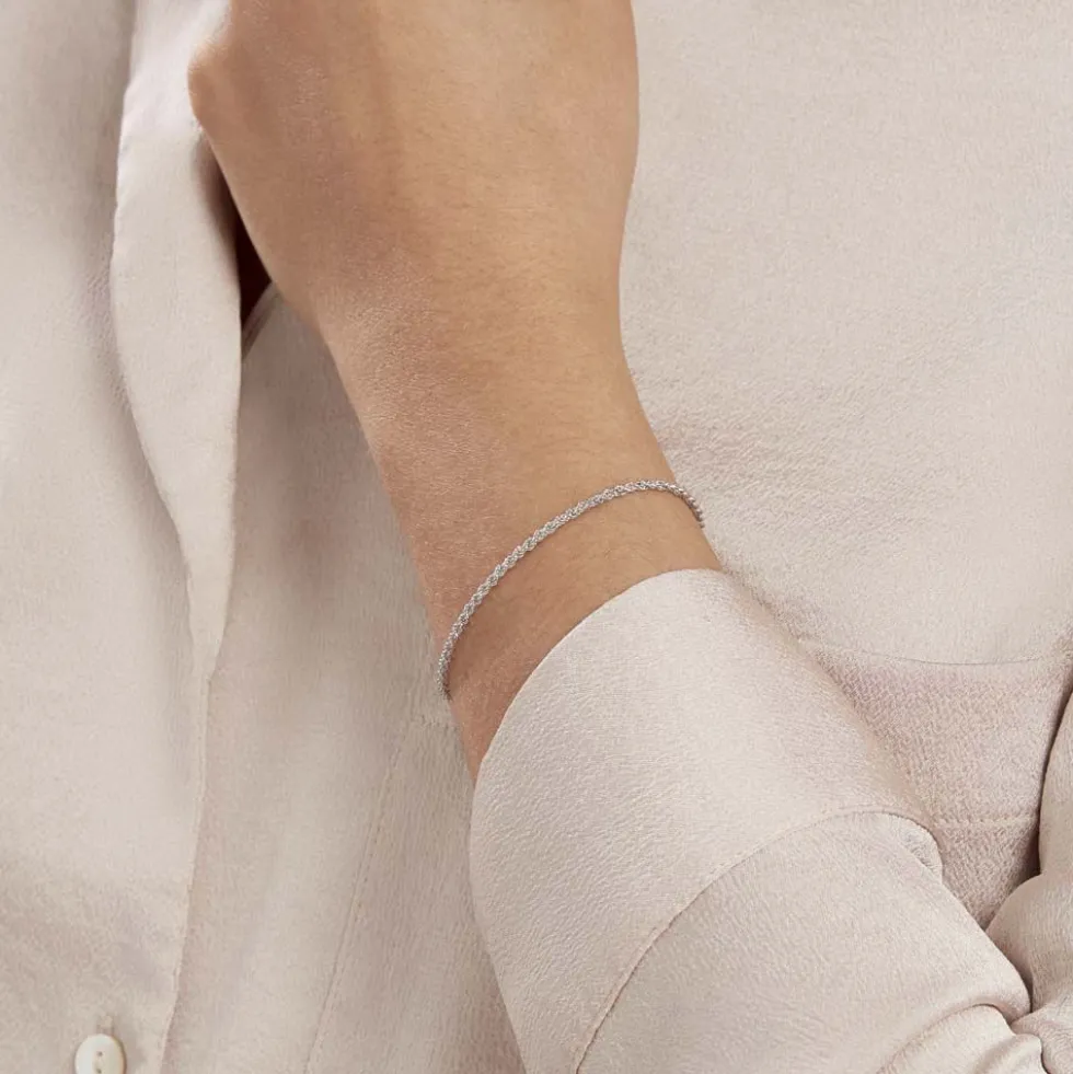 Bracelet Cacilda Maille Corde Argent Blanc