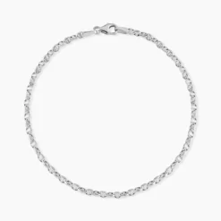 Bracelet Capucin Or Blanc Maille Marine Plate