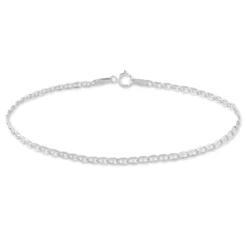 Bracelet Capucin Or Blanc Maille Marine Plate