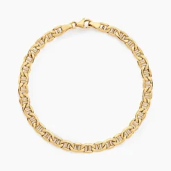 Bracelet Capucin Or Jaune Maille Marine Plate