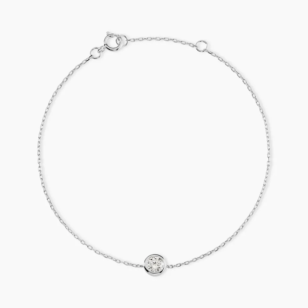 Bracelet Columbine Or Blanc Oxyde De Zirconium Blanc