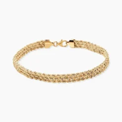 Bracelet Cordelia Maille Corde 3 Rangs Or Jaune