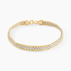 Bracelet Cordelia Maille Corde 3 Rangs Or Bicolore