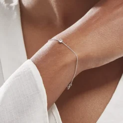 Bracelet Court Argent Blanc Lylwenn Oxyde De Zirconium