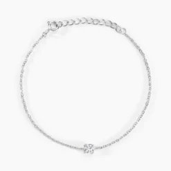 Bracelet Court Argent Blanc Lylwenn Oxyde De Zirconium