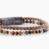 Bracelet Cuir Cuir De Vache Marron Oeil De Tigre