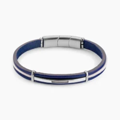 Bracelet Cuir De Vache Bleu