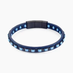Bracelet Cuir De Vache Bleu