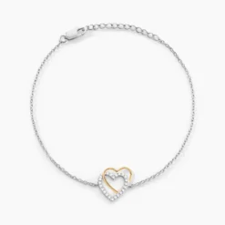 Bracelet Gine Or Jaune Argent Blanc Oxyde De Zirconium